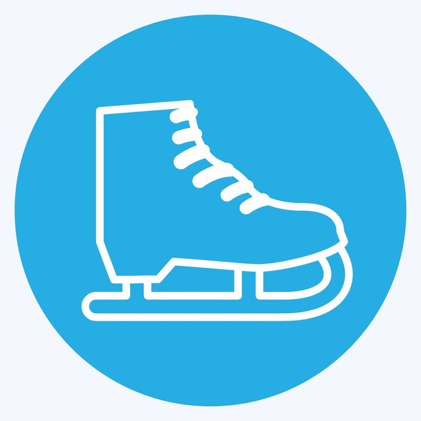 Ice Skate Icon σε μοντέρνο στυλ μπλε μάτια απομονώνονται σε μαλακό μπλε φόντο - Διάνυσμα, εικόνα