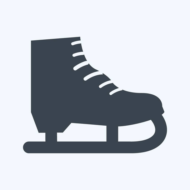 Ice Skate ikon trendi glyph stílus elszigetelt lágy kék háttér - Vektor, kép