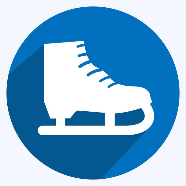Ice Skate kuvake trendikäs pitkä varjo tyyli eristetty pehmeä sininen tausta - Vektori, kuva