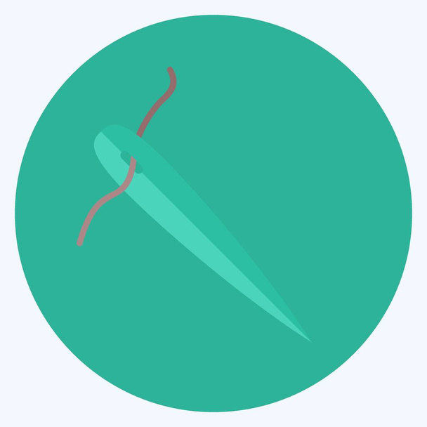 Needle Icon in trendy flat style isolated on soft blue background - Vetor, Imagem