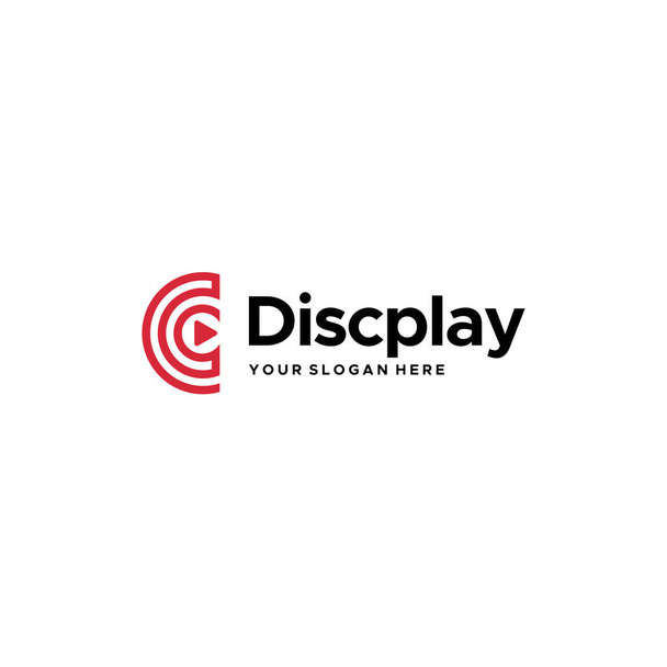 minimalist line art Disc Play spiral logo design - Vector, Image