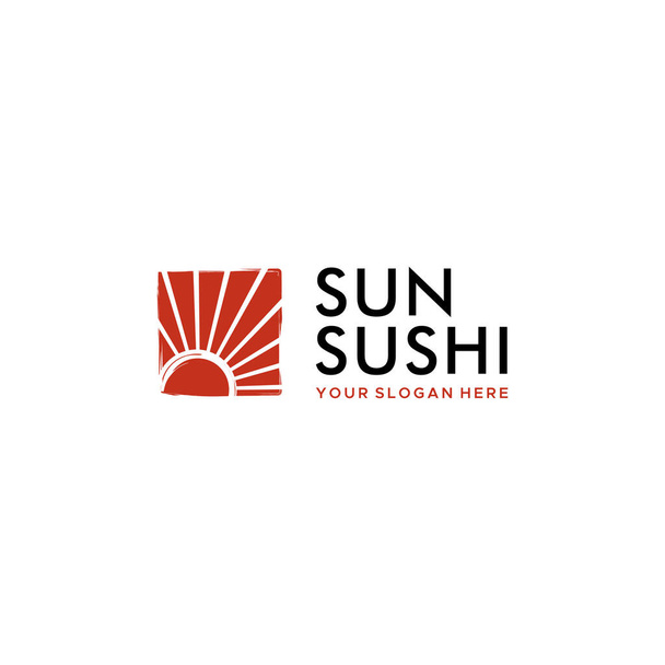 Moderno colorido SUN SUSHI Sunrise logotipo design - Vetor, Imagem