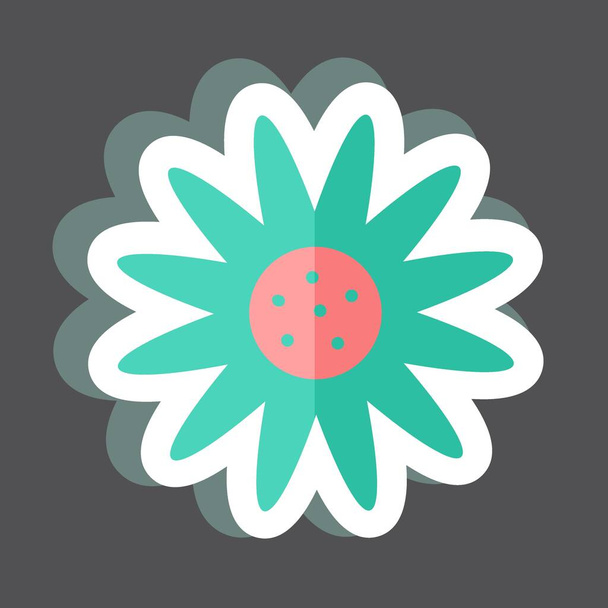 Daisy Sticker in trendy isolated on black background - Vector, Image