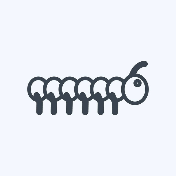Icono de gusano en estilo de línea de moda aislado sobre fondo azul suave - Vector, imagen