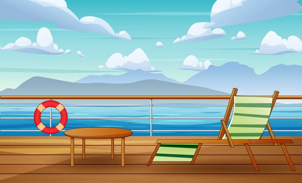 Seascape view from cruise ship deck illustration - Vector, Image