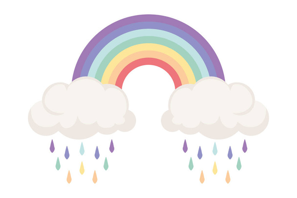 cute rainbow and clouds - Вектор,изображение