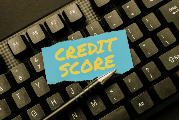 Inspiration showing sign Credit Score. Concept meaning Represent the creditworthiness of an individual Lenders rating Word Processing Program Ideas, Logging Programming Updates Concept - Foto, Imagem