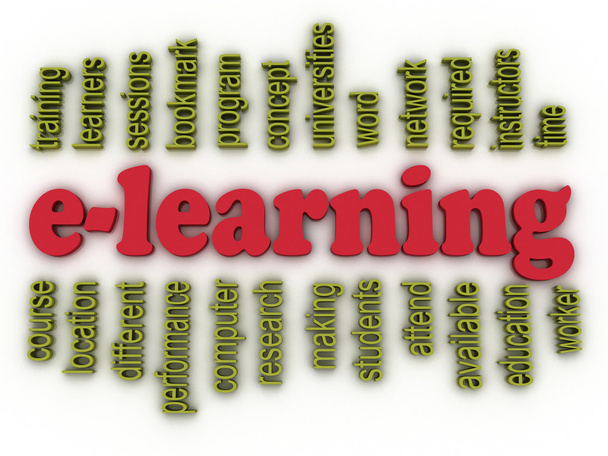 3D-afbeelding e-learning concept word cloud achtergrond - Foto, afbeelding