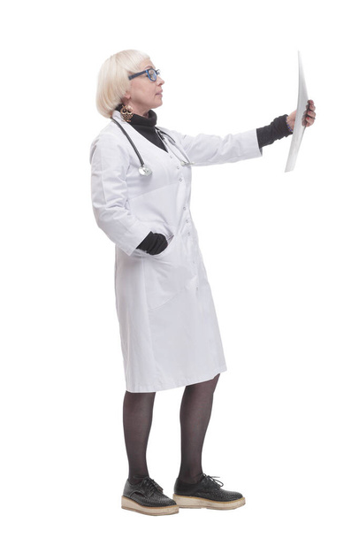 female doctor with an x-ray. isolated on a white background. - Zdjęcie, obraz