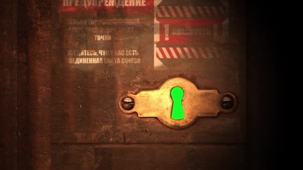 key hole with Green Screen from outside. Zoom in - Felvétel, videó