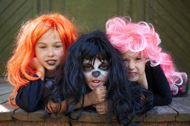 drie meisjes halloween - Foto, afbeelding