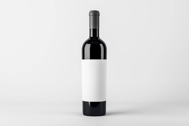 Blank wine botte with mock up place on white background. Product, alcohol, beverage and advertisement concept. 3D Rendering - Fotografie, Obrázek