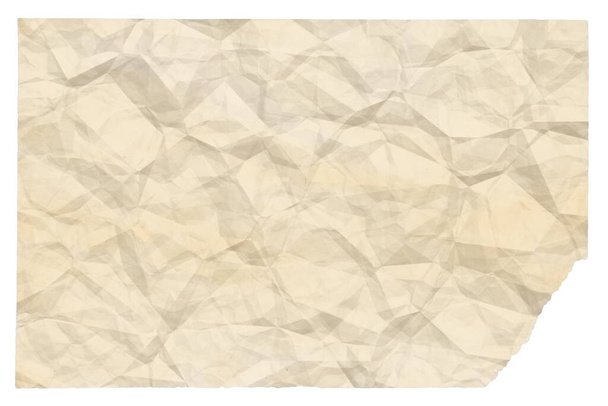 old blank crumpled paper with copyspace isolated on white background - Фото, изображение