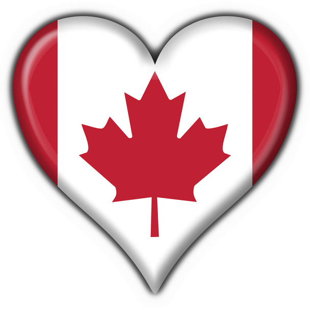 Kanada Amerikan düğme kalp bayrağı - Fotoğraf, Görsel
