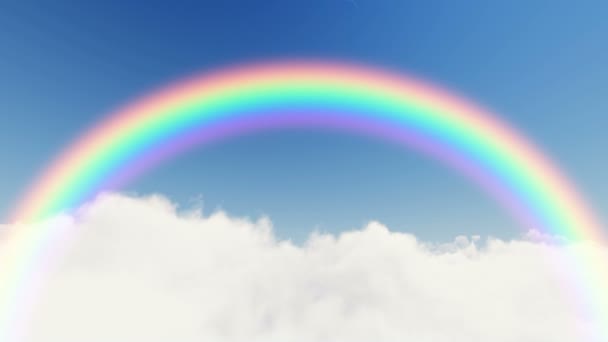 White clouds move from right to left against the background of the white sky rainbow - Footage, Video