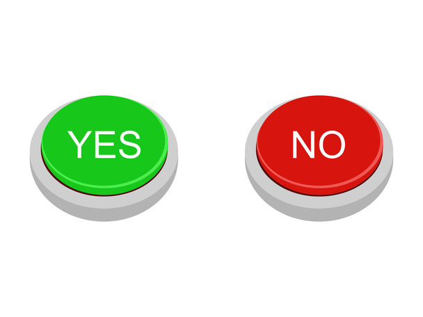 Yes and no buttons. isolated button on a white background. vector illustration - Διάνυσμα, εικόνα