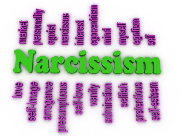 3d image Narcissism concept word cloud background - Photo, Image