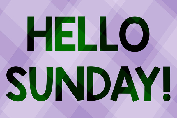 Текст с надписью Hello Sunday. Слово Вонг вдохновило на позитивный привет за счастливый уикенд.. - Фото, изображение