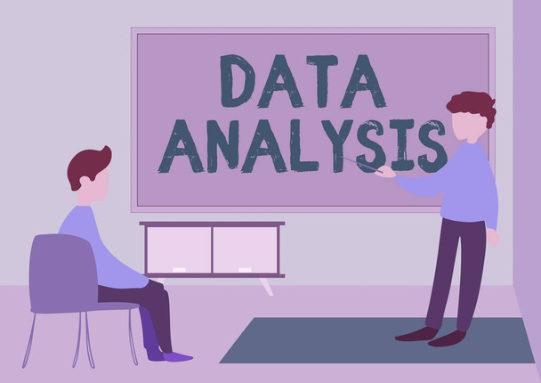 Conceptual caption Data Analysis. Word Written on Business intelligence and analytics with a new startup project discussion Teacher And Student Drawing Having Class Privately Inside A Classroom. - Photo, Image