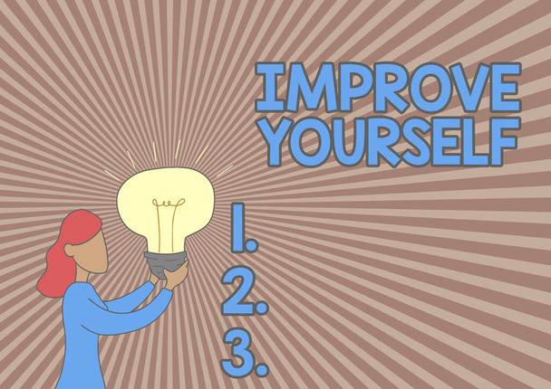 Вдохновение показывает знак "Улучшить себя". Бизнес-подход к тому, чтобы ваши навыки выглядели лучше и привлекательнее.. - Фото, изображение