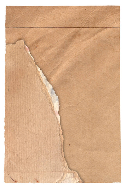 Yanmış lekeleri ve çizikleri olan eski, kaba doku retro kağıdı izole edilmiş. - Fotoğraf, Görsel