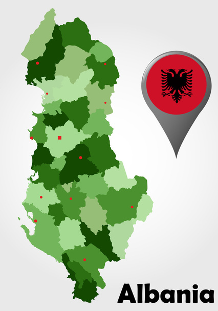 albanská politická mapa - Vektor, obrázek