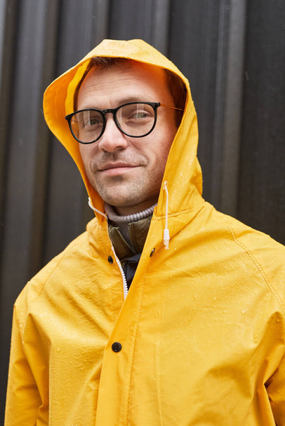 Caucasian Man In Raincoat - Photo, Image