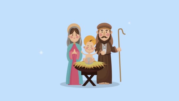 mery christmas animation with holy family - Footage, Video