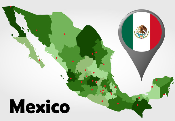 México mapa político
 - Vector, imagen