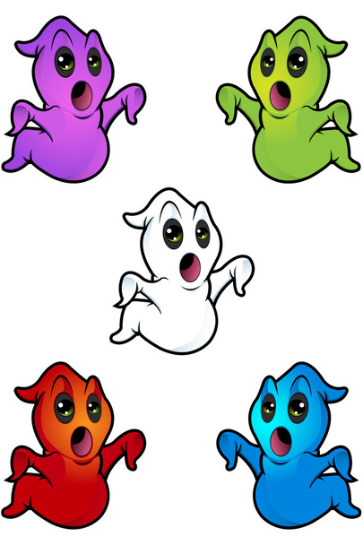Cartoon Spooky Ghosts - Vector, Image