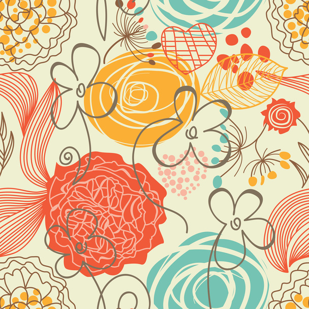 Retro floral seamless pattern - Vector, Image
