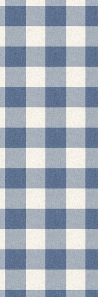 French farmhouse blue plaid check seamless vertical border pattern. Rustic tonal country kitchen gingham fabric effect. Tartan cottage 2 tone social media phone cover background  - Photo, Image