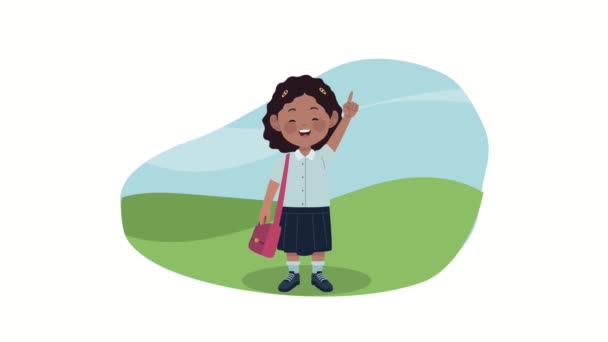 back to school animation with afro schoolgirl - Footage, Video