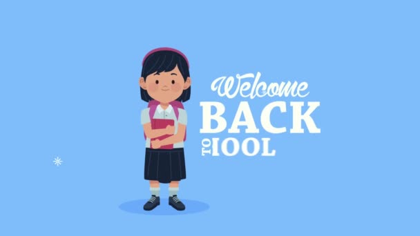back to school lettering with schoolgirl - Footage, Video