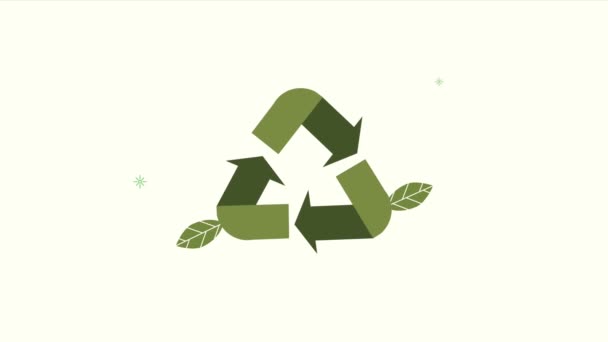 έμβλημα βιολογικής και φυσικής ποιότητας με βέλη ανακύκλωσης - Πλάνα, βίντεο