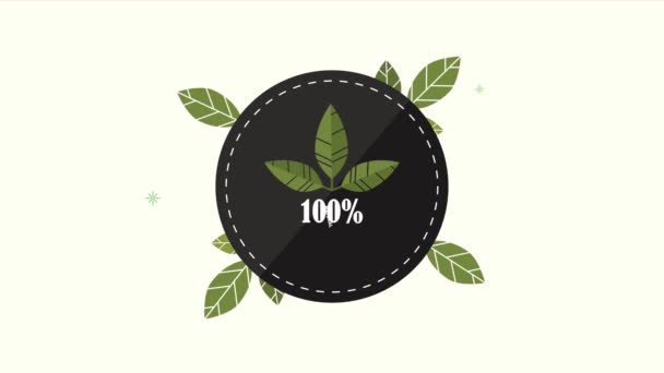 100% натуральная эмблема с растением - Кадры, видео