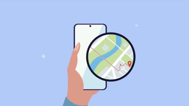 Harita GPS servisli akıllı telefon kullanan el - Video, Çekim