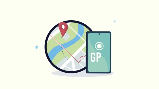 GPSアプリアニメーションを搭載したスマートフォン - 映像、動画