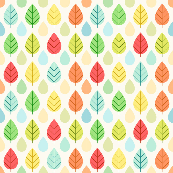Background with autumn tree leaves and rain drops - Vector, Image