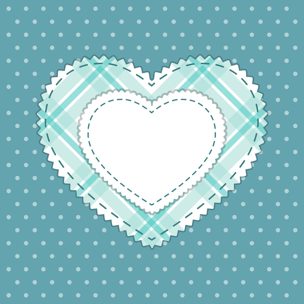 Cute vintage frame in  fabric heart - ベクター画像