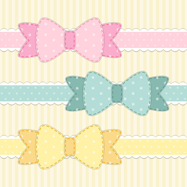 Set of retro fabric polka dot bows - Vector, imagen