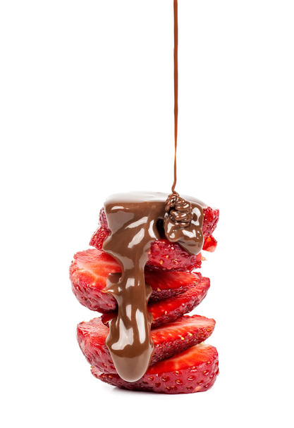 Schokolade und Erdbeerscheiben - Foto, Bild