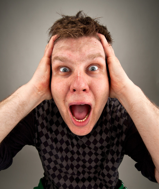 Retrato de homem surpreso gritando
 - Foto, Imagem
