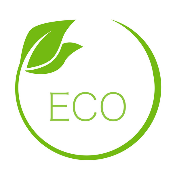 Vector illustration of eco icon on white background. Symbol for stickers, labels and logos - Vetor, Imagem