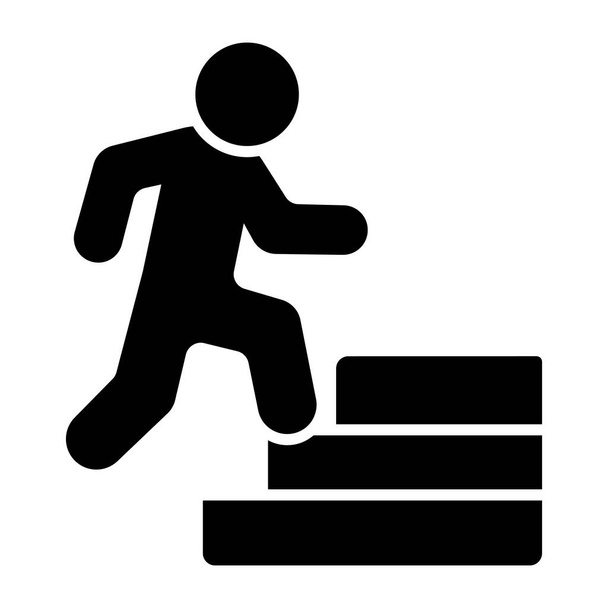 ユニークなデザインの階段のアイコンを登る男 - ベクター画像