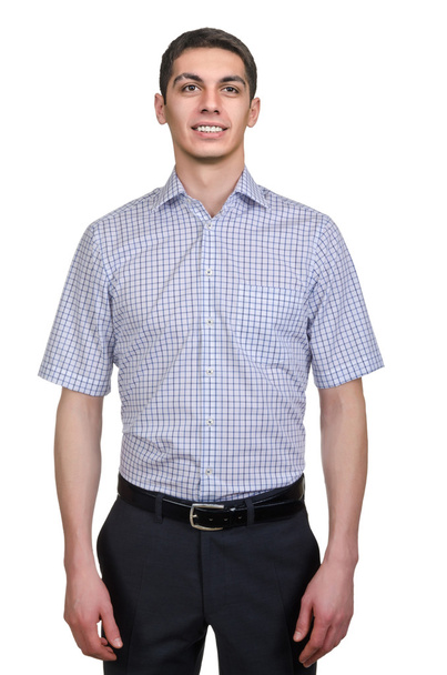 Male model with shirt isolated on white - Zdjęcie, obraz