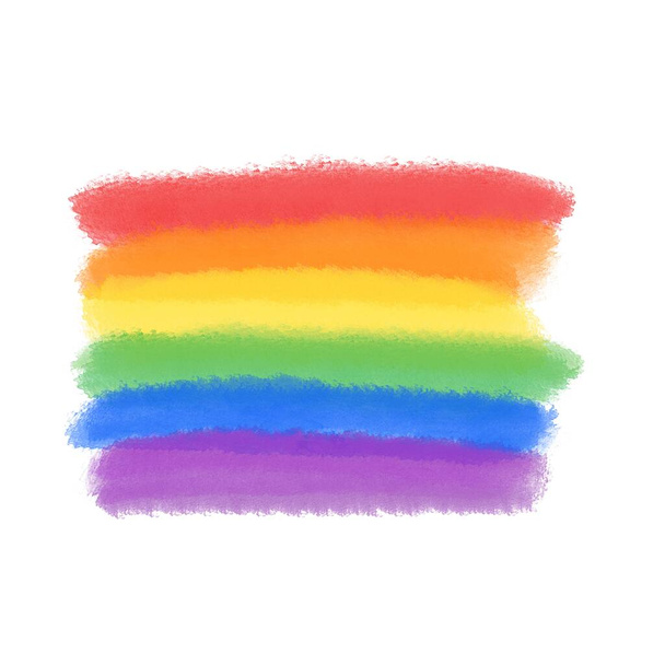 Bandera del orgullo del arco iris LGBT - dibujar ilustración acuarela. Derechos de lesbianas, gays, bisexuales y transgénero. - Foto, Imagen