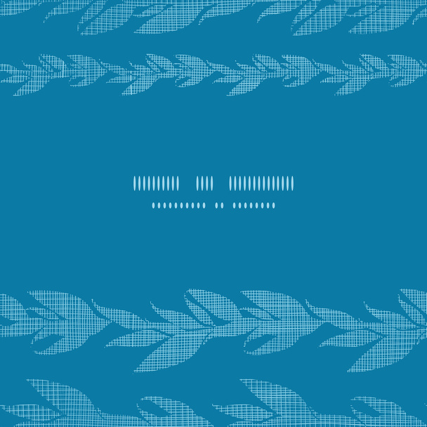 Blue vines stripes textile textured horizontal frame seamless pattern background - Διάνυσμα, εικόνα