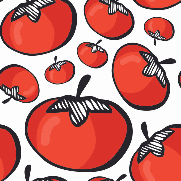 seamless pattern with red tomato and cherry tomatoes - Διάνυσμα, εικόνα