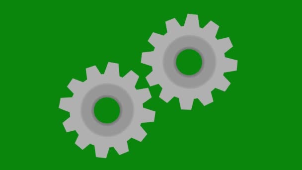 緑のクロマキーの背景に移動する歯車のループアニメーション - 映像、動画